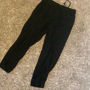 Women’s Old Navy Linen Crop pants, Black, medium, drawstring elastic waist